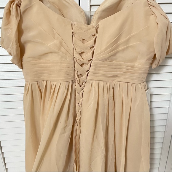 NWOT Wear Your Love Champagne Chiffon Maxi Bridesmaid Dress Pockets Corset Bride - Picture 5 of 16